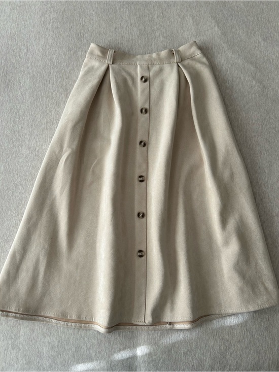 OAK + FORT Dresses & Skirts - Oak + Fort Faux Suede A-Line Midi Skirt Button Front Beige OS